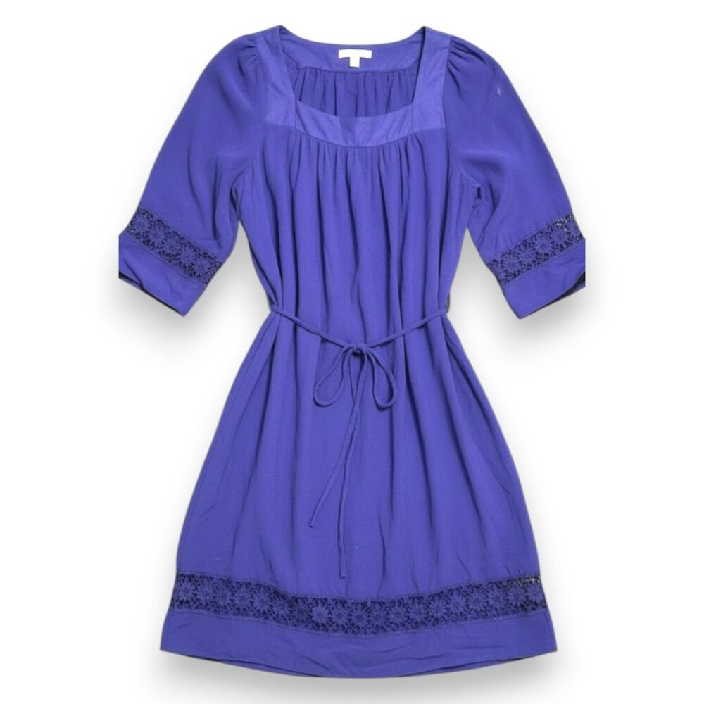 Umgee Royal Blue Lace Trim‎ Boho Peasant Dress – Size L